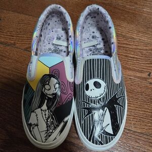 Nightmare Before Christmas Kids Slip-On Sneakers - Black and White